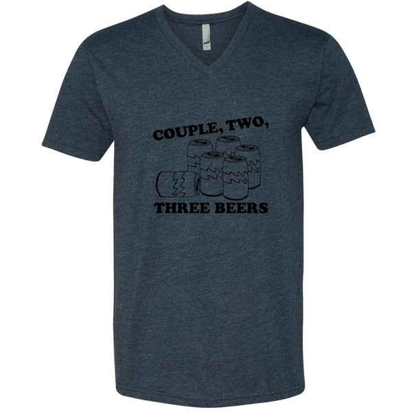 Couple, Two, Three Beers North Dakota V-Neck T-Shirt