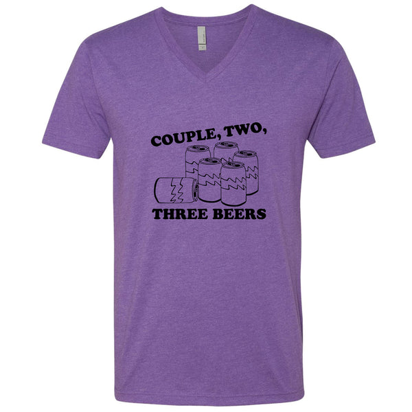 Couple, Two, Three Beers North Dakota V-Neck T-Shirt