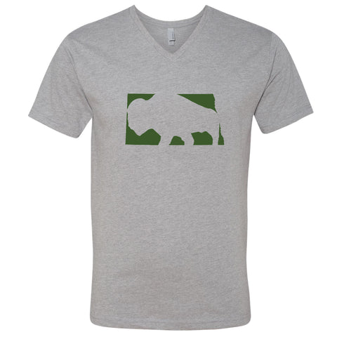 Bison North Dakota V-Neck T-Shirt