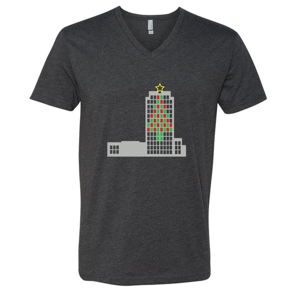 Capitol Christmas Tree North Dakota V-Neck T-Shirt