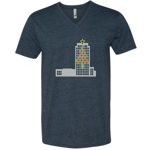 Capitol Christmas Tree North Dakota V-Neck T-Shirt