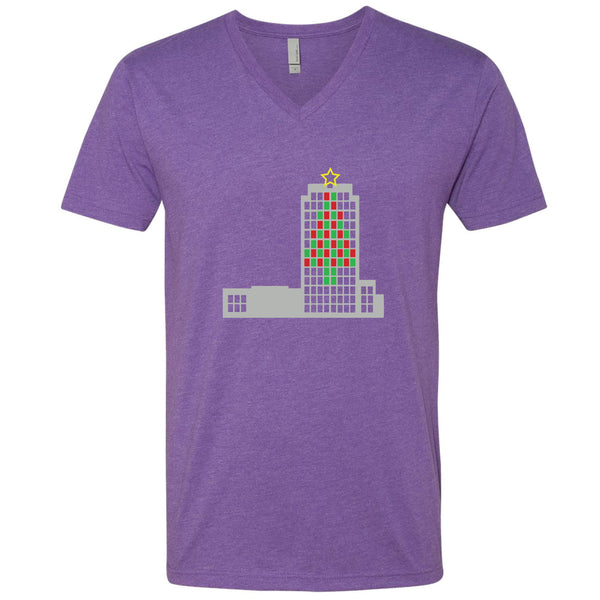 Capitol Christmas Tree North Dakota V-Neck T-Shirt