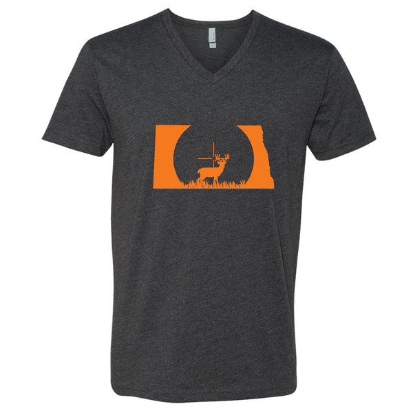 Deer Crosshairs North Dakota V-Neck T-Shirt