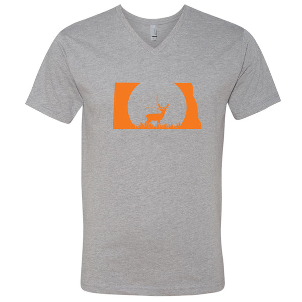 Deer Crosshairs North Dakota V-Neck T-Shirt