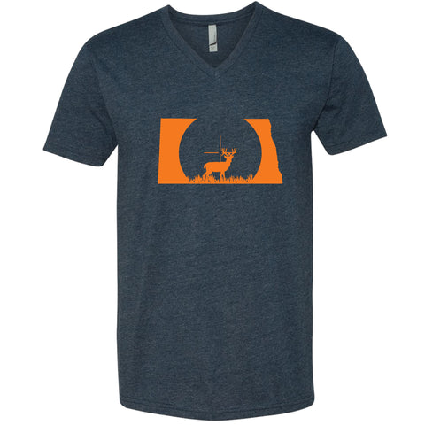 Deer Crosshairs North Dakota V-Neck T-Shirt