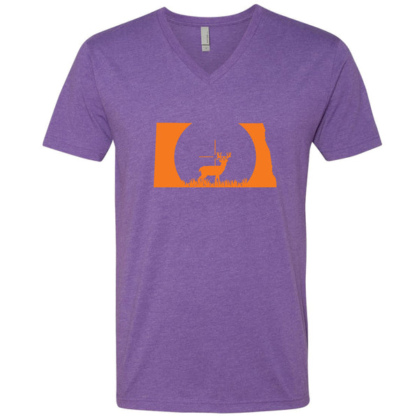 Deer Crosshairs North Dakota V-Neck T-Shirt