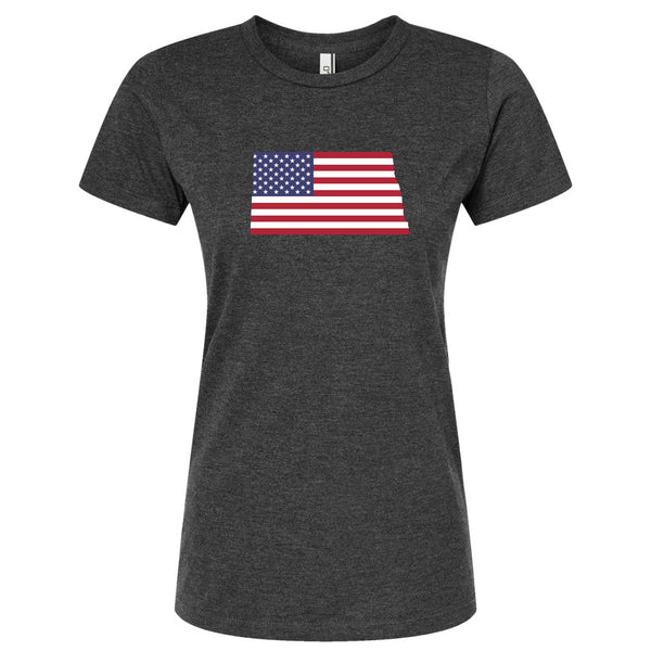 North Dakota USA Flag T-Shirt - Women's Fitted