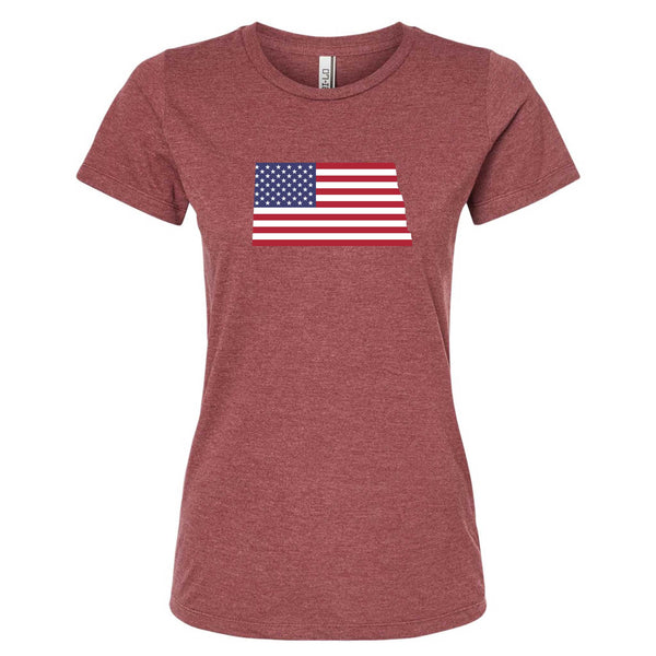 North Dakota USA Flag T-Shirt - Women's Fitted