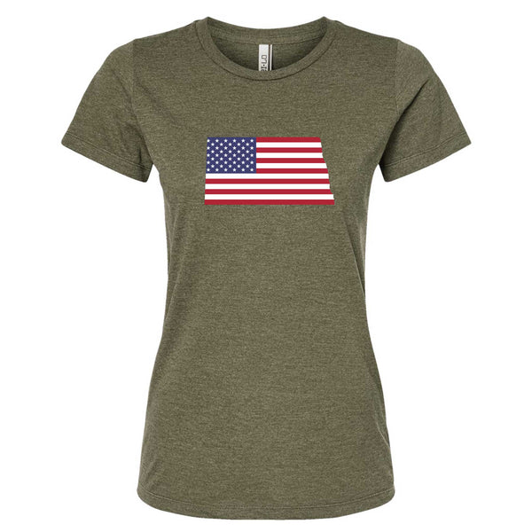 North Dakota USA Flag T-Shirt - Women's Fitted